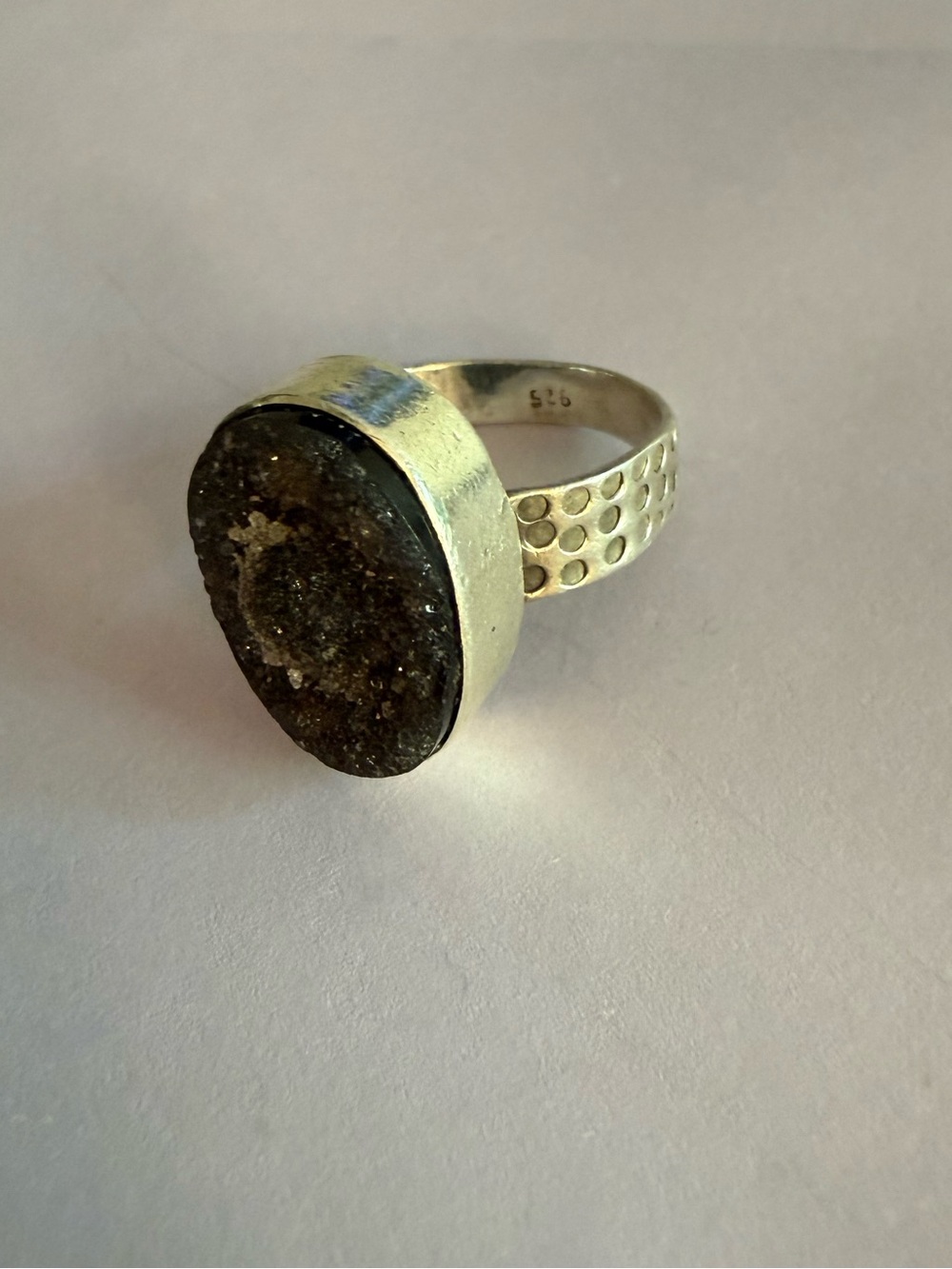 Sterling Silver Black Stone Statement Ring - 925 Marked